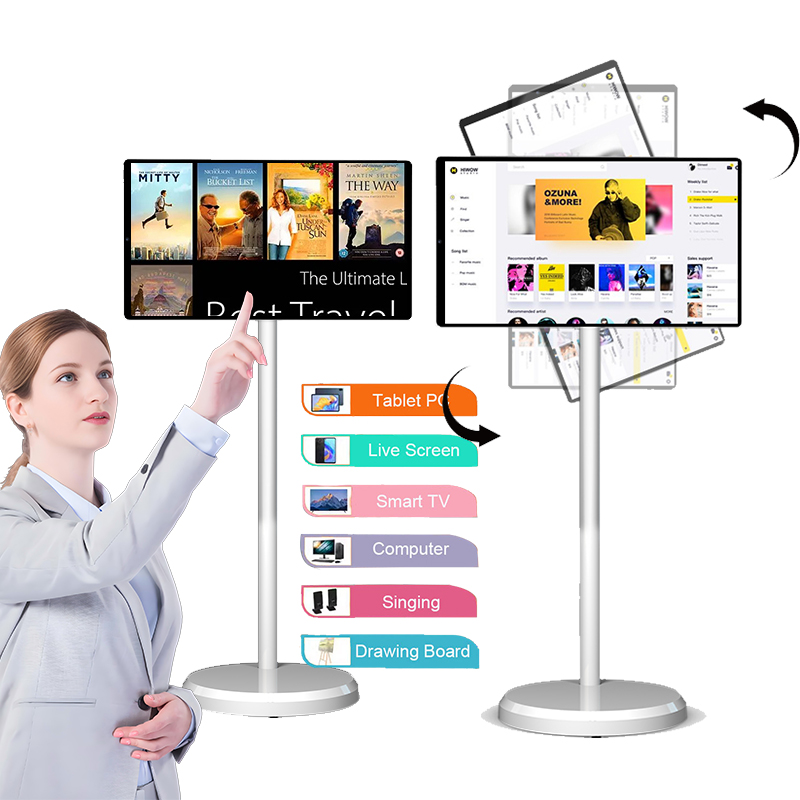 Kids Education Tablets - จอภาพสมาร์ททีวีแบบพกพาขนาด 21.5 นิ้ว พร้อมหน้าจอสัมผัสแบบหมุนได้ แบตเตอรี่ในตัว ระบบแอนดรอยด์