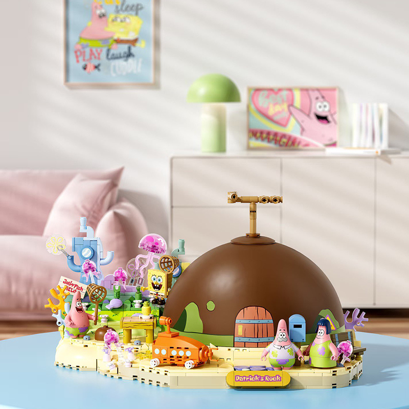 Kids Education Product - ชุดตัวต่อบล็อกสร้างบ้านร็อคของแพทริค สตาร์ จากสปองจ์บ็อบ ของเล่นเสริมสร้างจินตนาการและการเรียนรู้สำหรับเด็ก ของขวัญคริสต์มาส กล่องสุ่ม