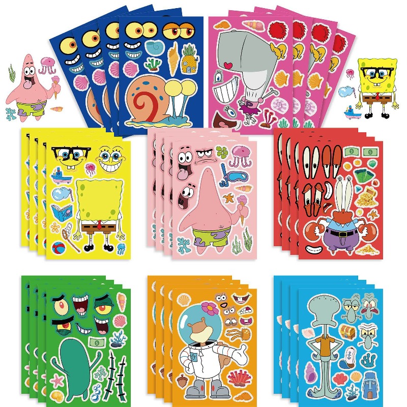 Kids Education Product - สปอนจ์บ็อบ สแควร์แพนท์ส จิ๊กซอว์ปริศนาแบบอินเทอร์แอคทีฟเพื่อการศึกษา ของเล่นประกอบเองเพื่อพัฒนาสติปัญญาสำหรับเวลาว่าง