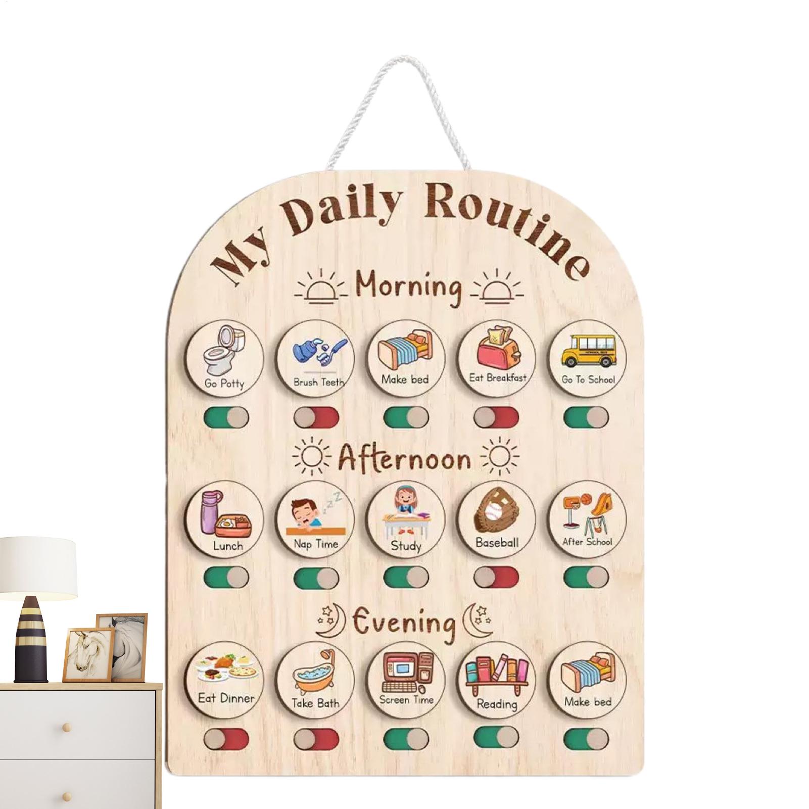 Kids Education Planner - แผนภูมิประจําสําหรับเด็กตารางภาพไม้สําหรับเด็ก Chore แผนภูมิของเล่นเพื่อการศึกษาไม้ Planner บอร์ด Morning