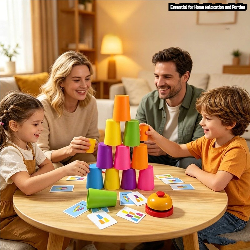 Kids Education Help - ของเล่นถ้วยซ้อนความเร็วยอดนิยมสำหรับเด็กอายุ 3 ปีขึ้นไป, เกมซ้อนถ้วยแบบแข่งขันสำหรับเด็ก, มาพร้อมการ์ดท้าทาย, เกมบนโต๊ะสำหรับครอบครัว,